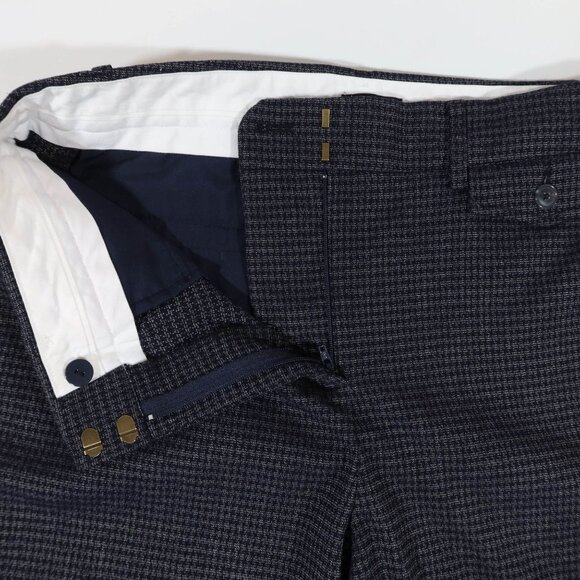 LOFT Houndstooth High Waist Wide Leg Trousers Size 8 Navy Blue Grey - Picture 6 of 8